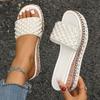 Fashion Shiny Crystal Pearl Platform Slippers Women Fashion Rivet Decor Wedge Sandals Woman Summer 2025 Non Slip Thick Sole Beach Slides
