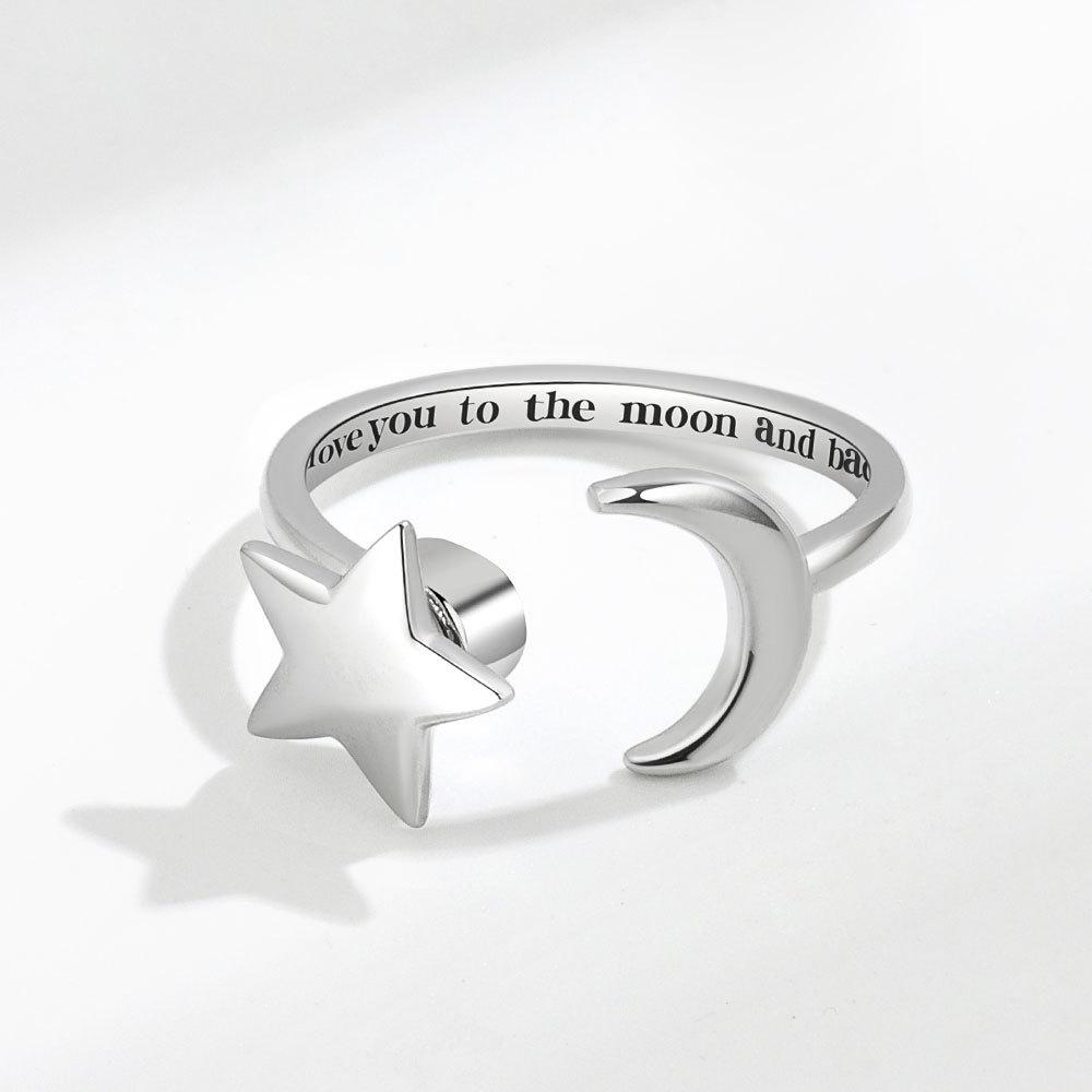 Fashion Creative Stars Rotating Ring Female Openings Can Be Turned Adjustable Star and Moon Index Finger Ring Astrolabe Ring