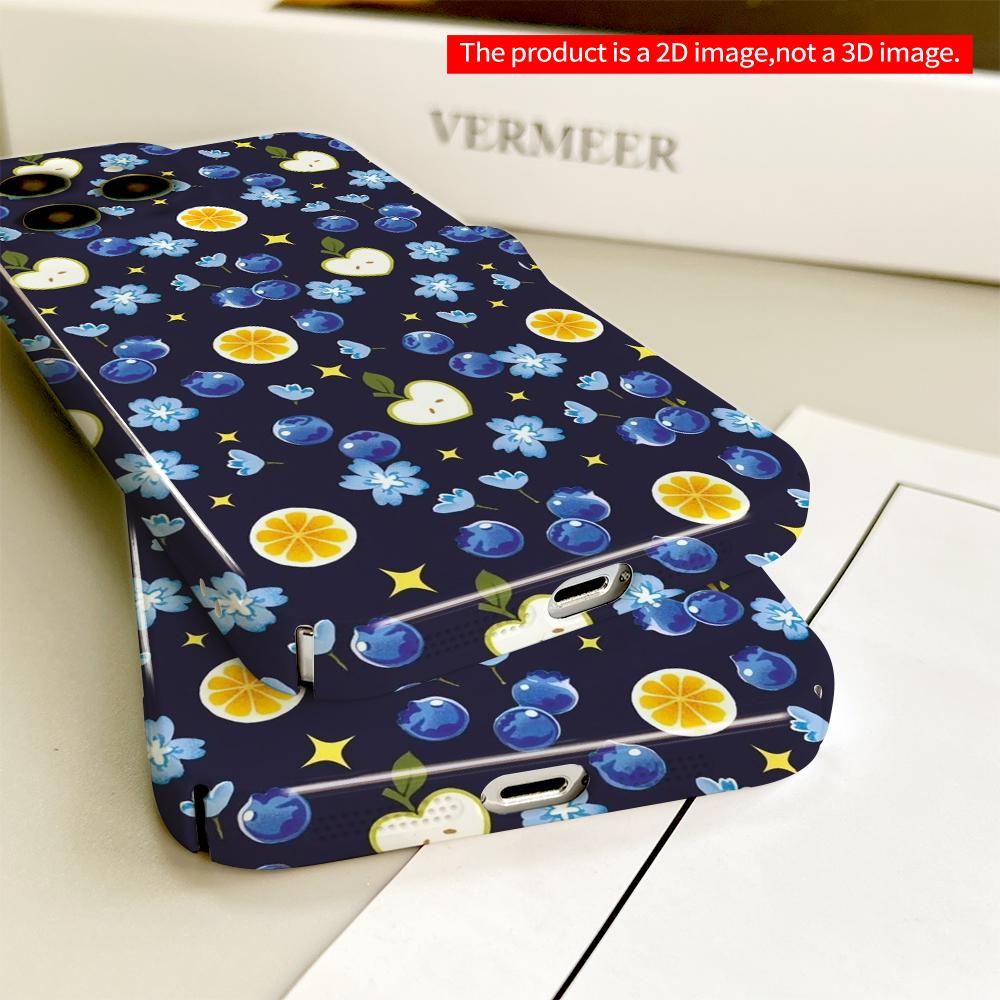 Blue Berry & Citrus Floral Pattern Phone Case All inclusive film hard phone case, compatible with iPhone 18 Pro Max 17 16 15 14 13 12 11