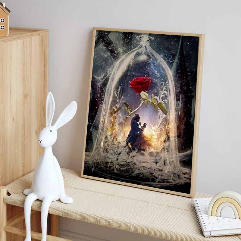 Disney 5D DIY Алмазная живопись, Красавица и Чудовище, Тема Волшебной Розы, Иллюстрация, Вышивка, Мозаика, Вышивка крестом, Декор для дома, Подарок, Поделки