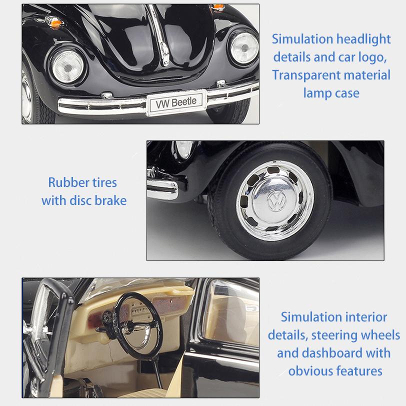 Масштаб 1/24 Welly Volkswagen Beetle, модель автомобиля из сплава, литье под давлением, металлические игрушечные автомобили, модель автомобиля, коллекция высокой имитации, детские подарки