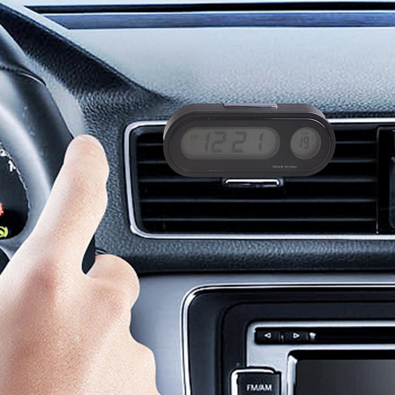 Цифровые часы для автомобиля 2-в-1 Автомобильные часы Люминесцентный измеритель температуры Часы Клейкие часы Индикатор времени Электронный датчик Светодиод