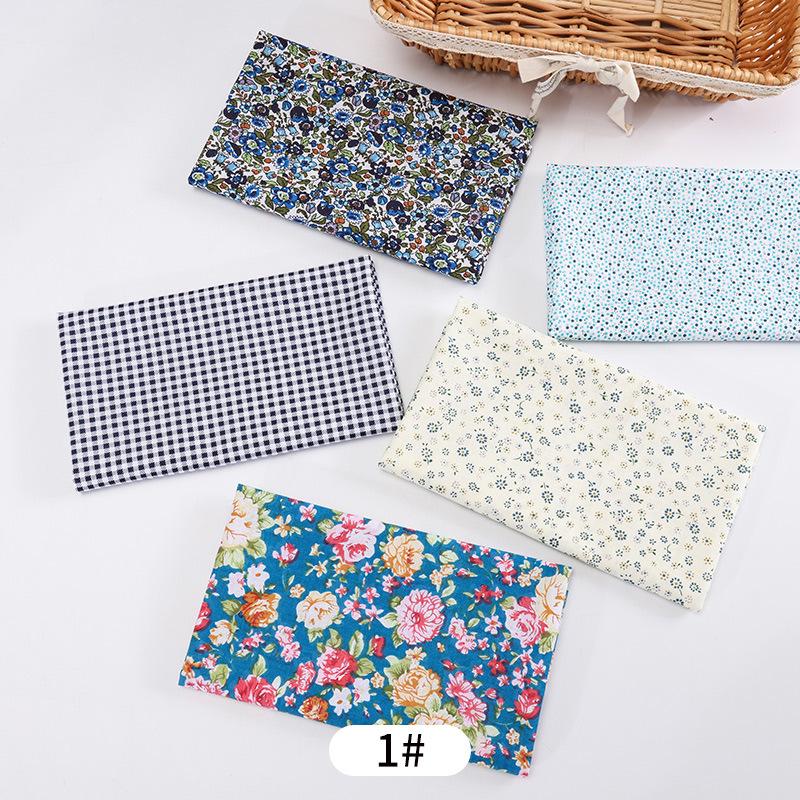 5pcs / Lot Printed Patchwork Cotton Fabric Doll Handmade Accessories Floral Fabrics for DIY