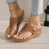 Fashion Retro Metal Wedges Clip Toe Women Flip Flops PU Roman Thick Bottom Platform Slippers 2024 Summer Hot Sandal Mules Size 35-43