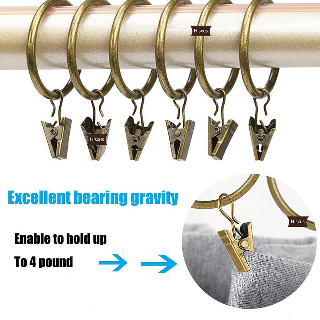 Кольца с клипсами Аксессуары для штор, Открывающиеся подвесные кольца с прочными клипсами для штор, штор для душа, крючки для римских штор