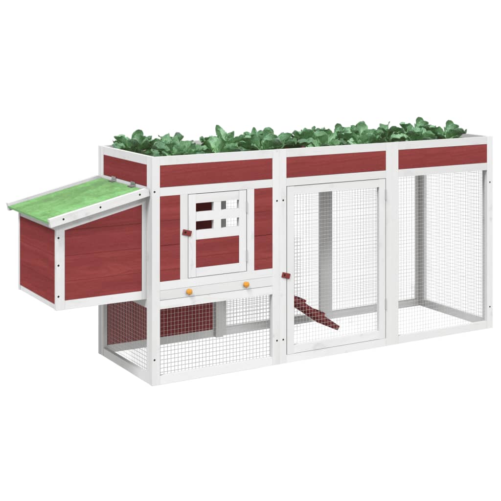 Chicken Coop Mocha 204 x 50 x 84 cm Solid Pine Wood