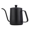 Coffee Pot Drip Kettle, 350ml, Narrow Mouth, Stainless Steel, with Lid (Black)