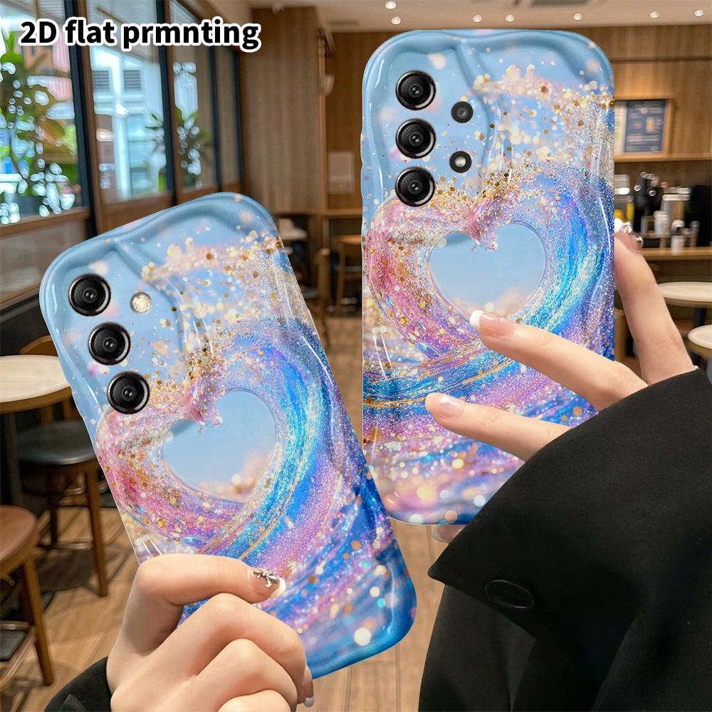 Phone Case: 2D Flat Samsung Galaxy A34 A35 M05 M06 S20 S22 S21 FE Plus 5G Protective Case, Heart Waves, Christmas and Halloween Gift