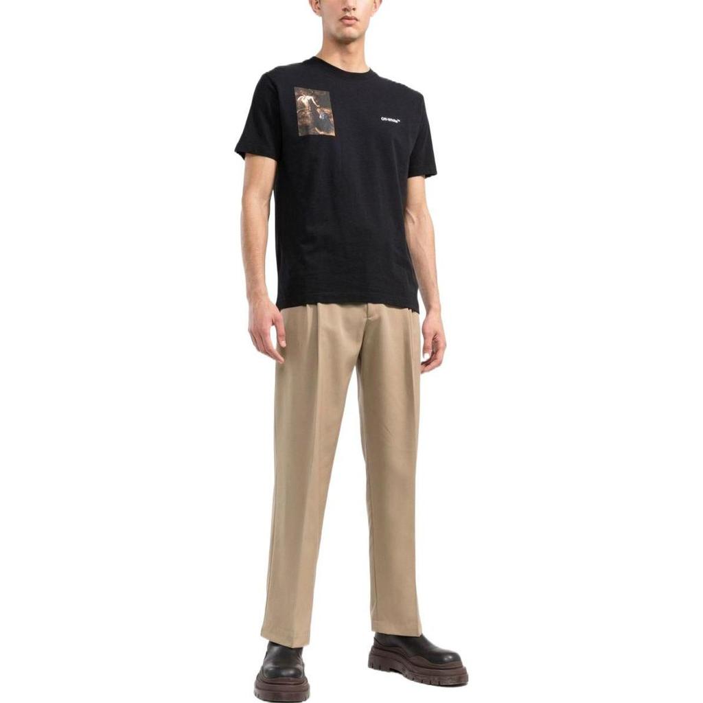 OFF WHITE Футболка с принтом Караваджо и лютней OMAA027C99JER0111001