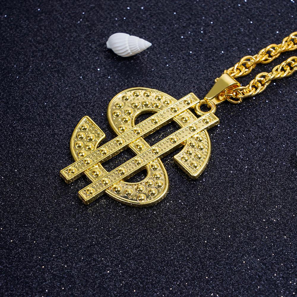 Модное 18-каратное позолоченное ожерелье в стиле хип-хоп и рок из нержавеющей стали, доллар США, знак денег, кулон, ожерелье, мужское и женское ювелирное изделие, подарок
