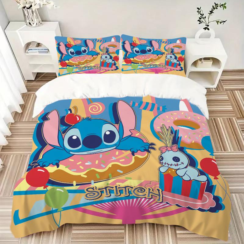 3Pcs Stitch'S Sweet Celebration Bedding Sets For All Sizes New 3D Printed Bed Cover Comforter Duvet Cover Pillowcase Bedroom Decoration