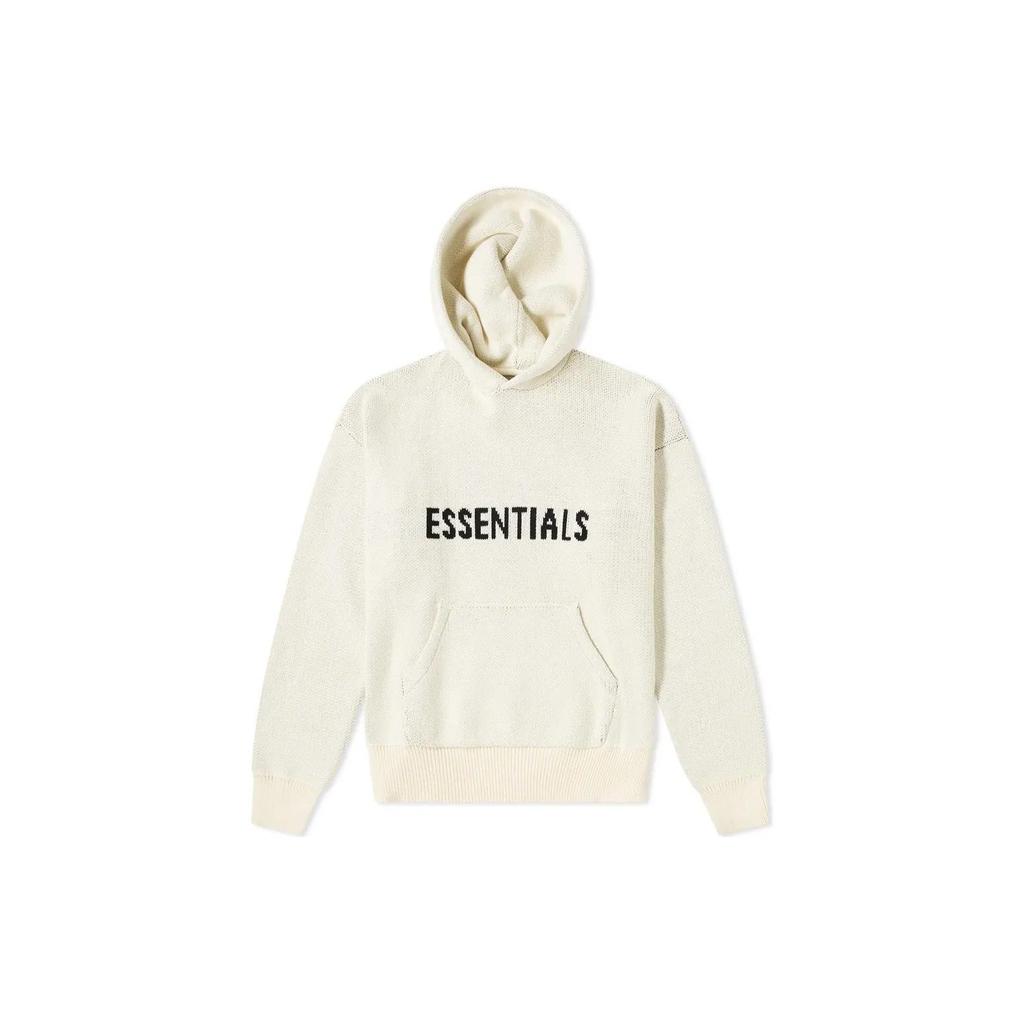 Fear of God Essentials Knit Hoodie with Alphabet Logo Jacquard Men Tops Buttercream FOG-FW21-1229