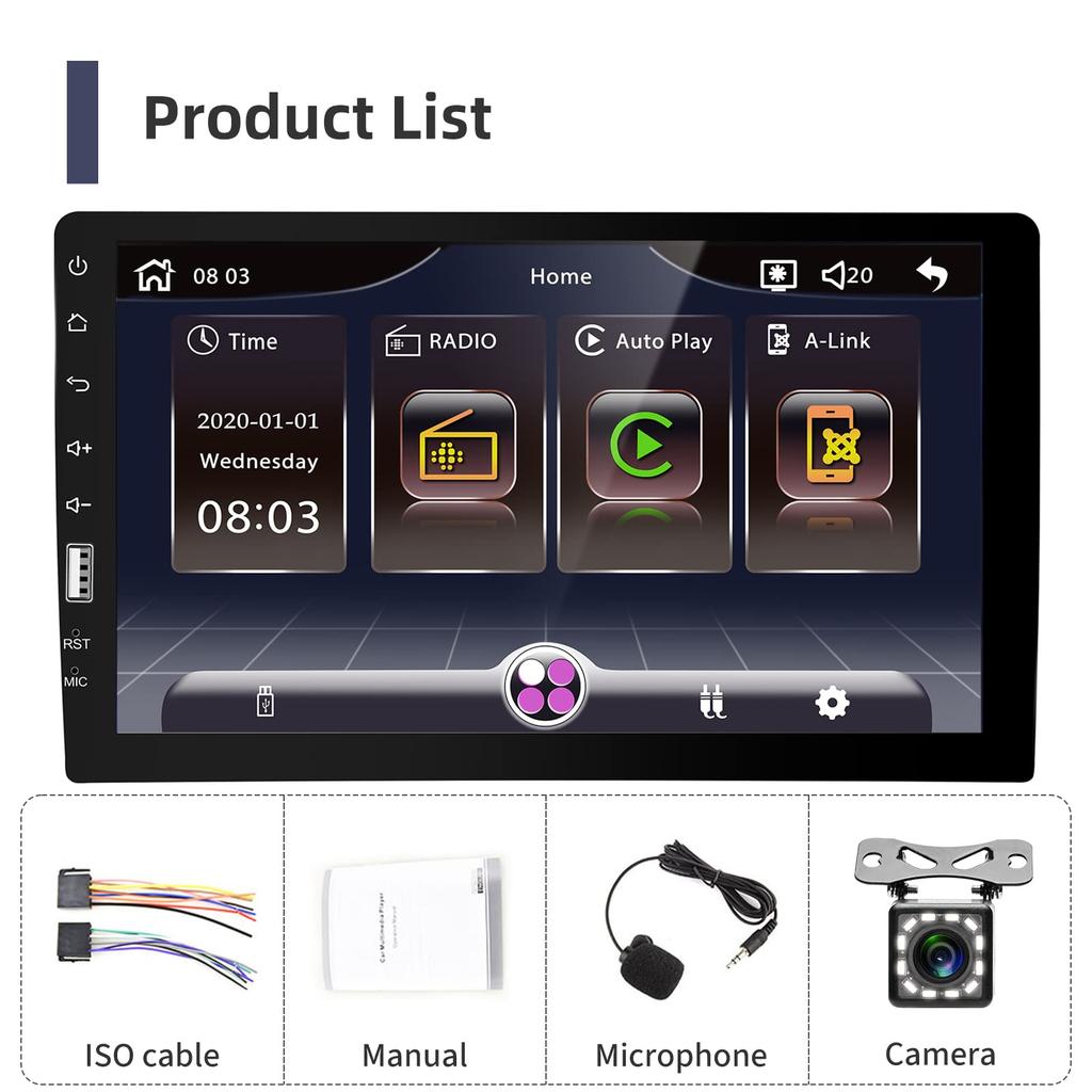 Hodozzy 9-дюймовая однодиновая автомобильная стереосистема CarPlay с сенсорным экраном, автомобильное радио, Bluetooth FMAM аудиоприемник, iOS/Android Mirror Link, USB автомобильная мультимедиа