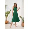 Tie High Waist Pressure Pleated Sleeveless Summer Casual Vacation Travel Dresses