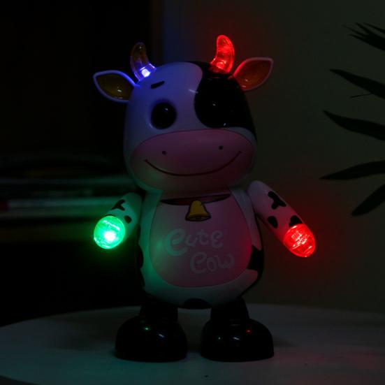 Kids Electric Cow Toy with LED Light Music Singing Dancing Cartoon Dairy Cattle Toy Toddlers Interactive Educational Movable Eyes Animal Musical Toy