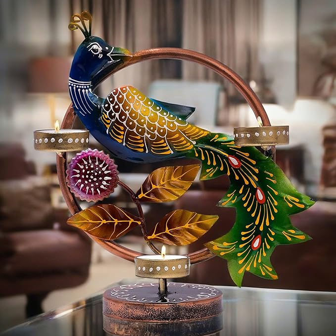 Осветите свое пространство элегантным подсвечником Tealight - декоративный подсвечник Peacock Four Candle Holder (Дизайн 1)