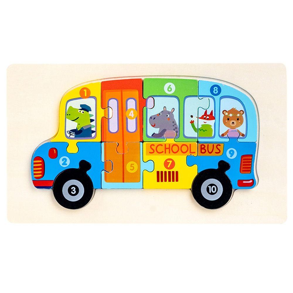 Rocket Ambulance Early Education Toy Kids Wooden Puzzle Toy Vehicle Jigsaw Intelligence Game Puzzle