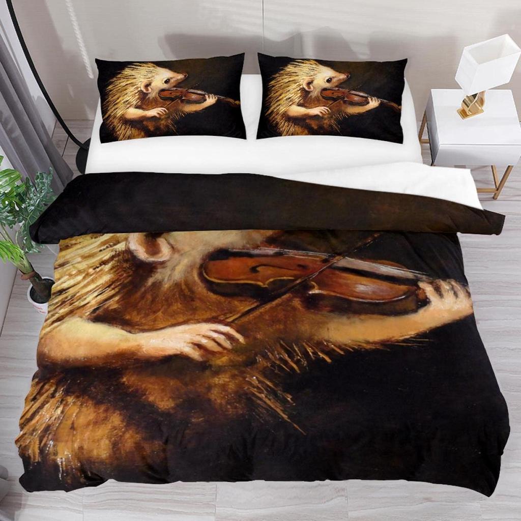 Милый пододеяльник с изображением ежа для подростков, полный комплект постельного белья с изображением бегущих животных, современный комплект постельного белья с изображением мягкого милого ежа, 3 шт.