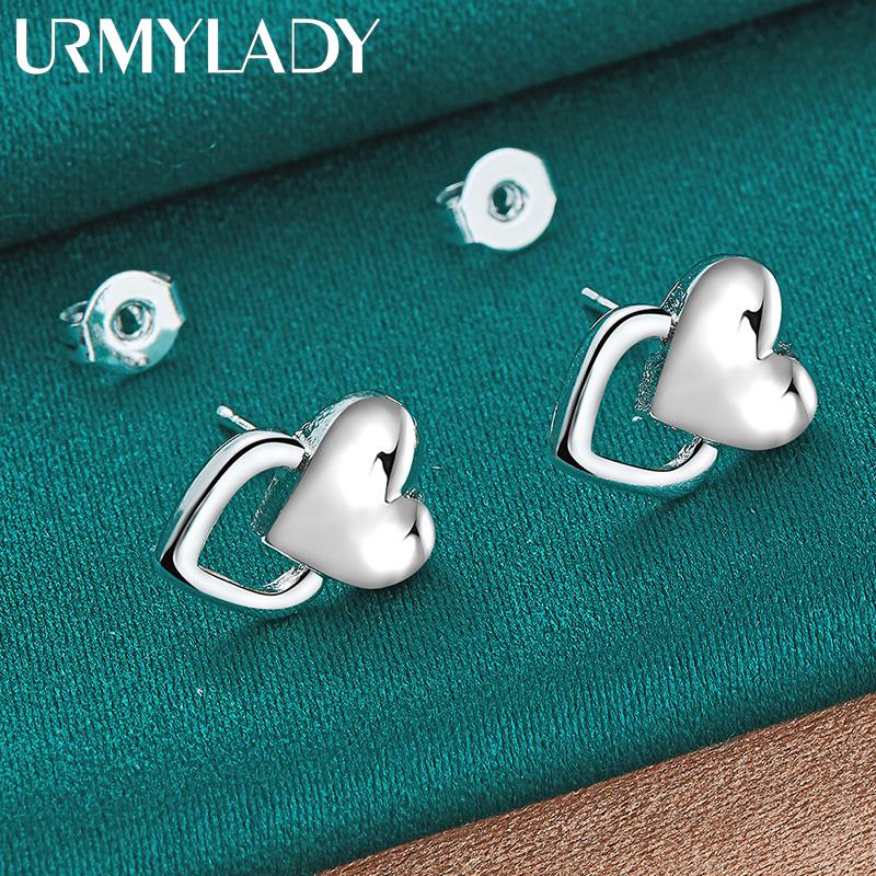 Серьги-пусеты в виде сердца из стерлингового серебра 925 пробы для женщин, модные свадебные украшения