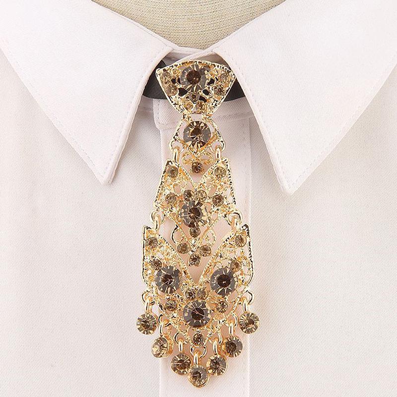 Personality Crystal Neckties Wine Party Wedding Ceremony Metal Short Luxury Tie Men Accessories