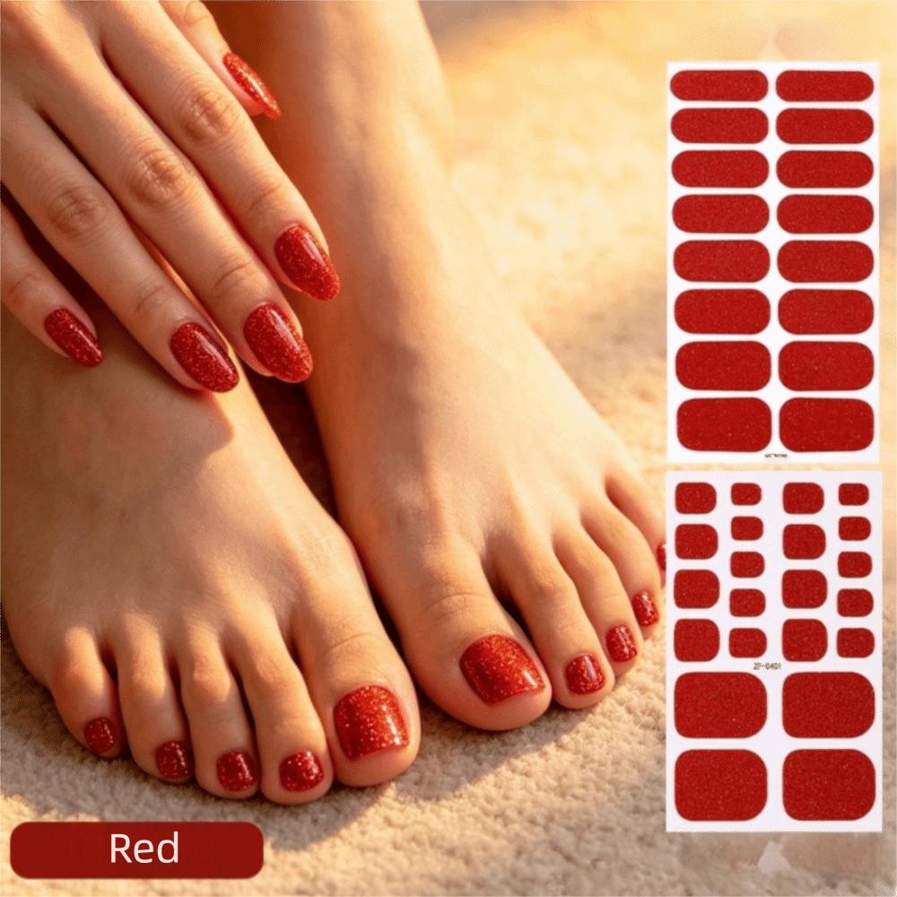 Self-Adhesive Gel Nail Stickers Pink Toenail Stickers Full Cover Nail Strips Home Salon