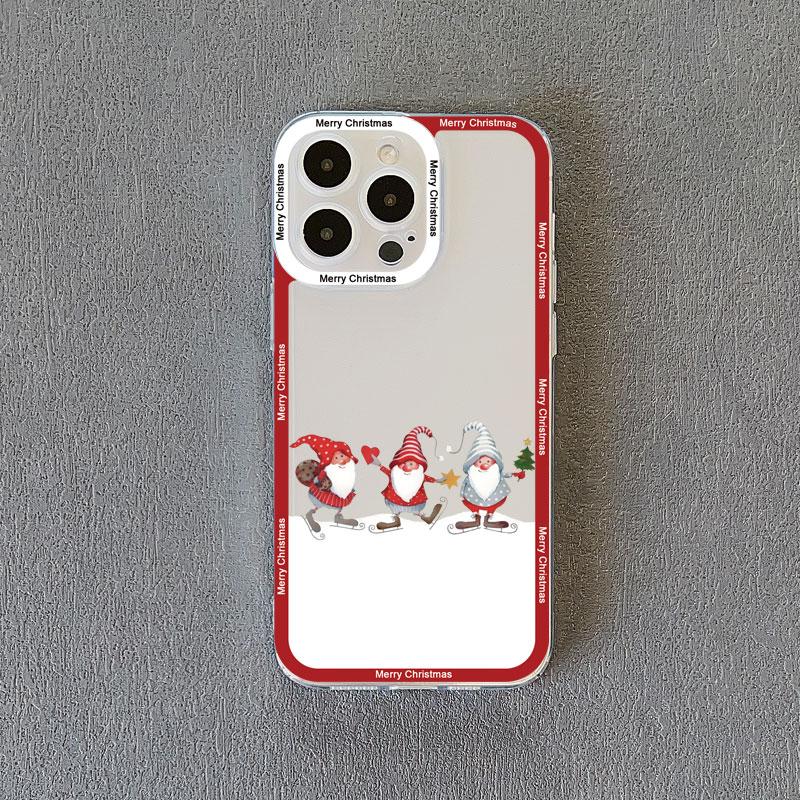 Новый год Рождество Санта-Клаус Прозрачный чехол для телефона для IPhone 15 Pro Max 14 13 12 11 Pro Max 15 14 7 8 Plus X XR XS Милый задний чехол