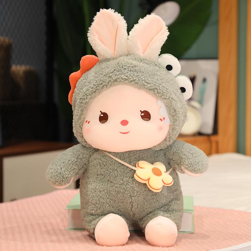 Cute Little Rabbit Doll Rabbit Plush Toy Transformed Into Rabbit Children Sleeping with Pillows New Year Christmas Gift