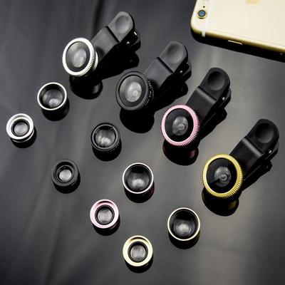 Универсальный внешний объектив для мобильного телефона 3-в-1: 180° Fisheye, 0,67-кратный широкоугольный объектив для макросъемки