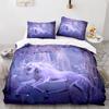 Комплект пододеяльника с единорогом, размер твин, белый комплект постельного белья с единорогом для девочек, детей, 3D, фиолетовый, подарки для детей, подростков, полиэстеровый комплект постельного белья