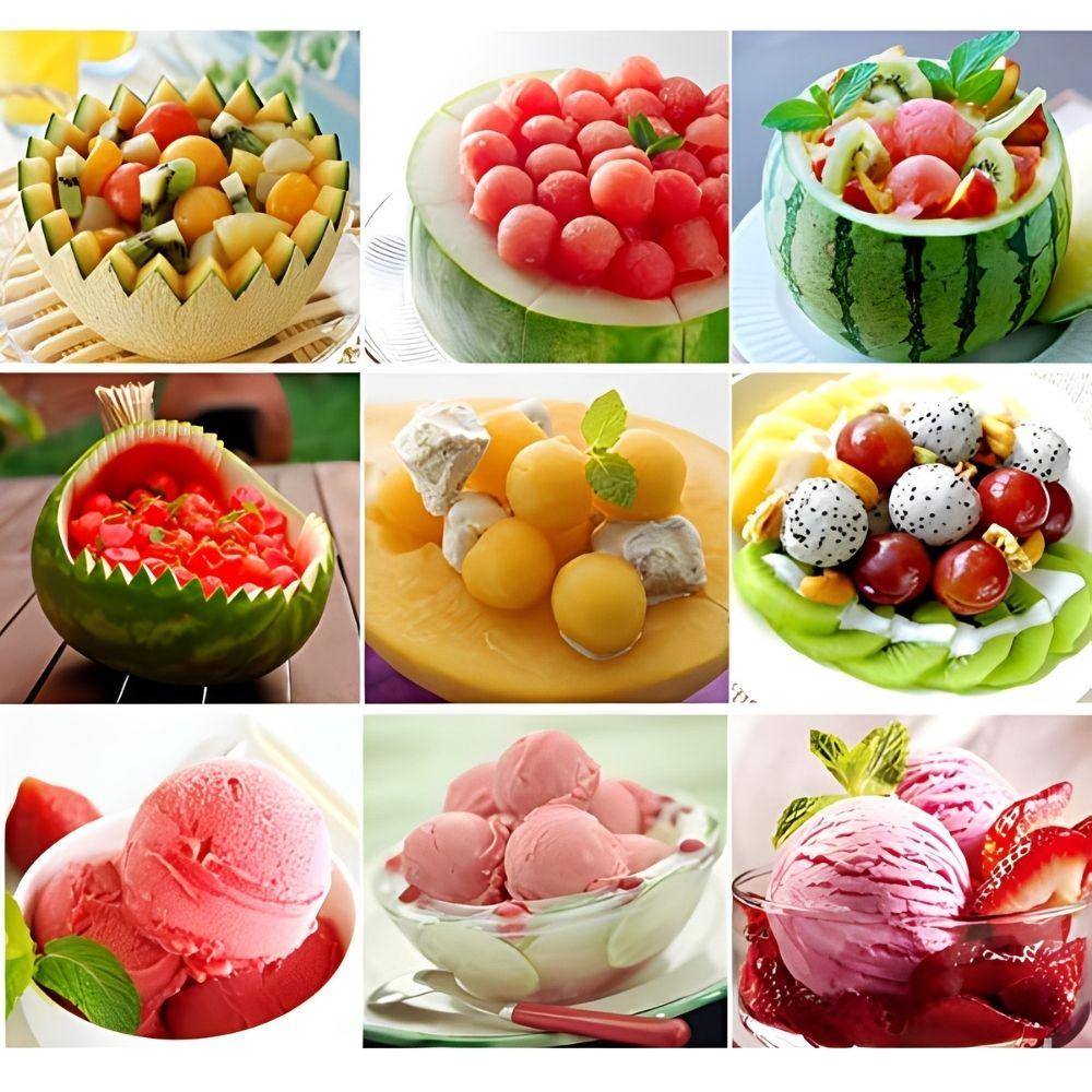 1 шт. Двухголовая ложка для карвинга фруктов DIY Мороженое Салаты Десерты Шарикообразная лопатка Декорация Кухонный инструмент YMY