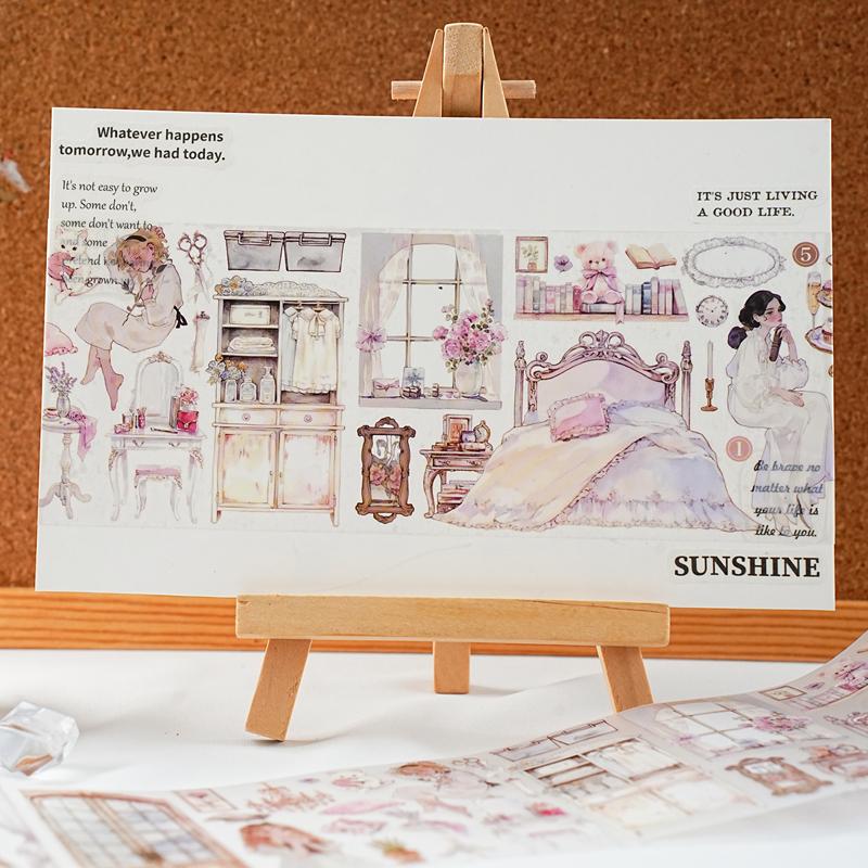 ПЭТ Лента Прекрасное Время Серии Садовый Пейзаж Рисунок Персонажа Ручной Аккаунт Пейзажная Лента DIY Поздравительная Открытка Украшение Чашки