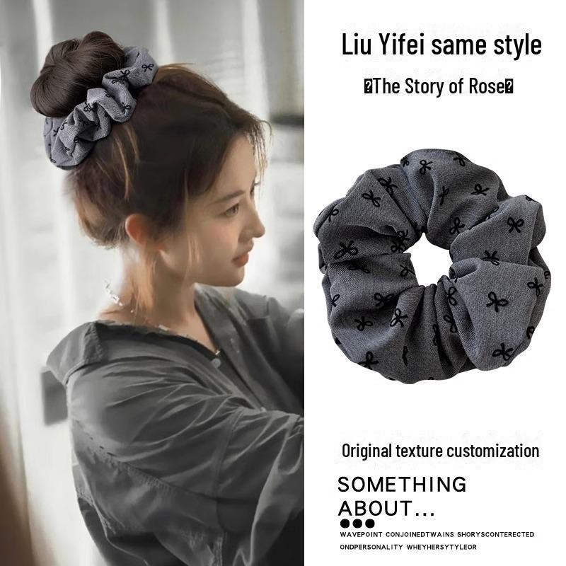 Резинка-бантик для волос All-Match серого цвета в горошек