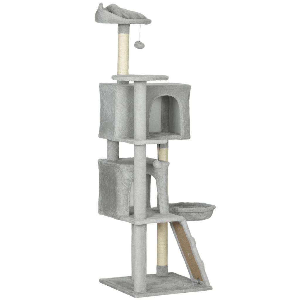160 cm Cat Tree Condo with Sisal Scratching Posts, Multiple Levels, Caves, Hammock, and Ladder