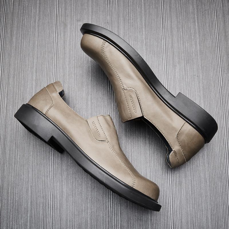 Кожаные мягкие подошвы дышащие однопедальные ленивые шапочки-туфли с круглой головкой и большой головкой кожаные мужские туфли
