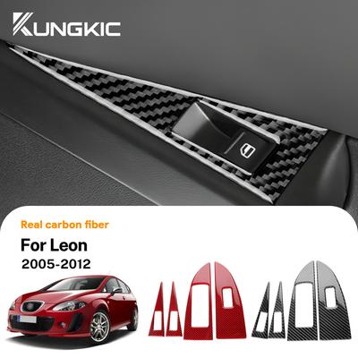 Настоящая наклейка из мягкого углеволокна для Seat Leon 2005 2006 2007 2008 2009 2010 2011 2012 LHD RHD Автомобиль 4-дверная панель кнопок стеклоподъемников