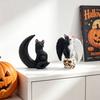 Фигурка кота на Хэллоуин, Статуэтка кота из смолы в шляпе ведьмы/с луной/с тыквой/с черепом для Хэллоуина, Декор для стола, камина, полки, рабочего стола