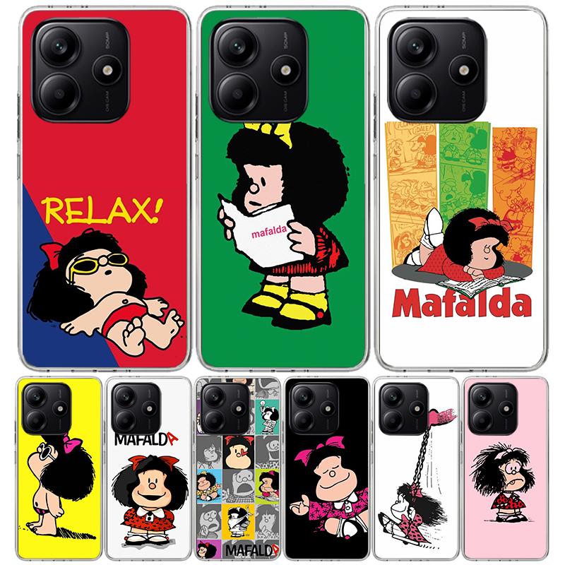 Cartoon Cute Mafalda Case Phone Cover for Xiaomi Redmi Note 14 13 12S 12 11S 11 11T 11E 10S 10 Pro Plus 9 9S 5G + Trend Fundas
