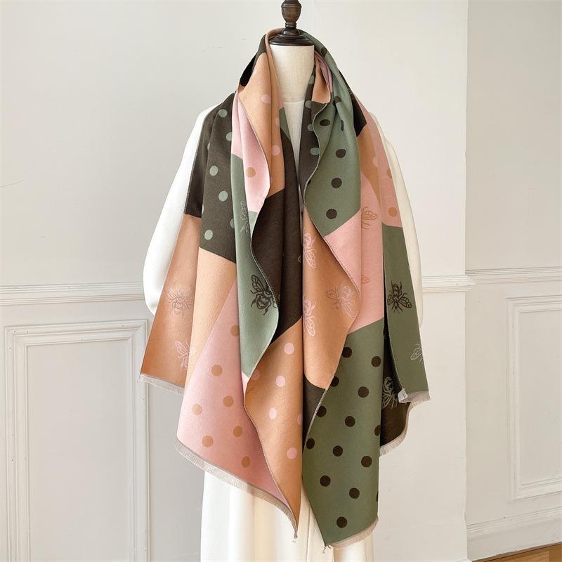 Little Bee Imitation Cashmere Scarf Women's Thickened Versatile Color Matching Shawl Winter New Scarf