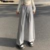 Серые спортивные штаны для бега, женские брюки-карго, хлопковые корейские летние брюки Y2K в стиле Харадзюку, черные женские брюки с высокой талией, широкие брюки