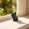 Черное Матовое Украшение-Кот 3D Печать, Фигурка в Форме Зевающего Кота, Цельная Фигурка для Исцеления, Миниатюрное Украшение Размером с Ладонь, Подарок для Любителей Животных