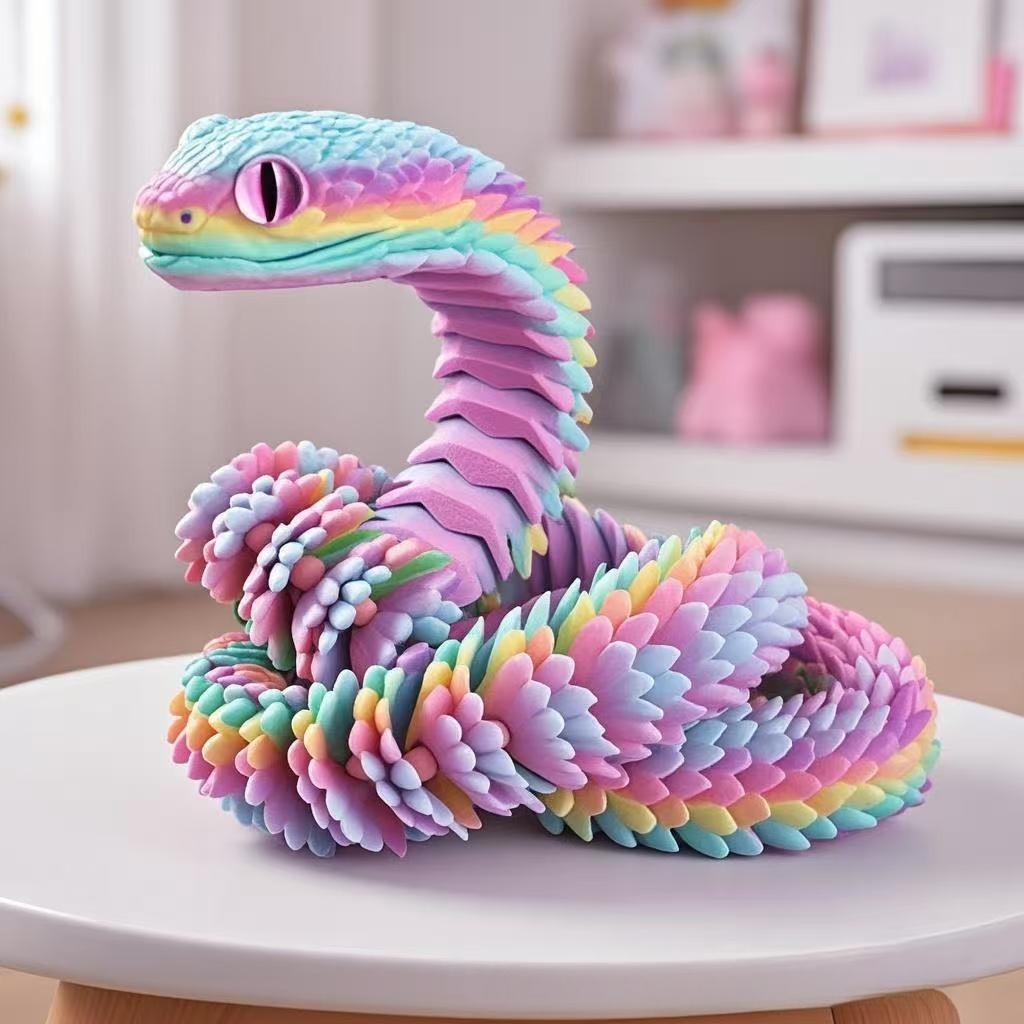 3D-печатная шарнирная игрушка-змея Гадюка-Дракон, статуэтка с подвижными суставами, украшение для дома, подарок, размер 30-60 см