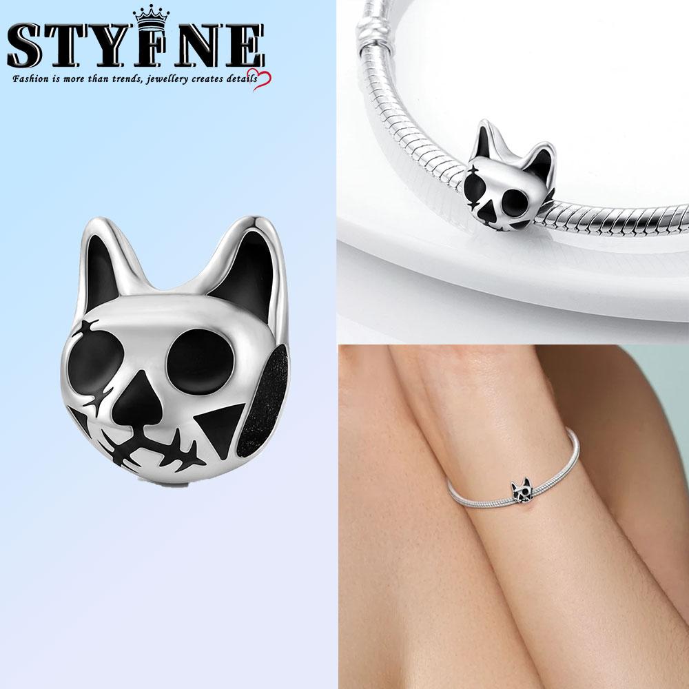 Copper Luminous Hip-Hop Black Skull Charm Pendant Beads Fit Original Bracelet For Women Valentine Day Jewelry Gifts