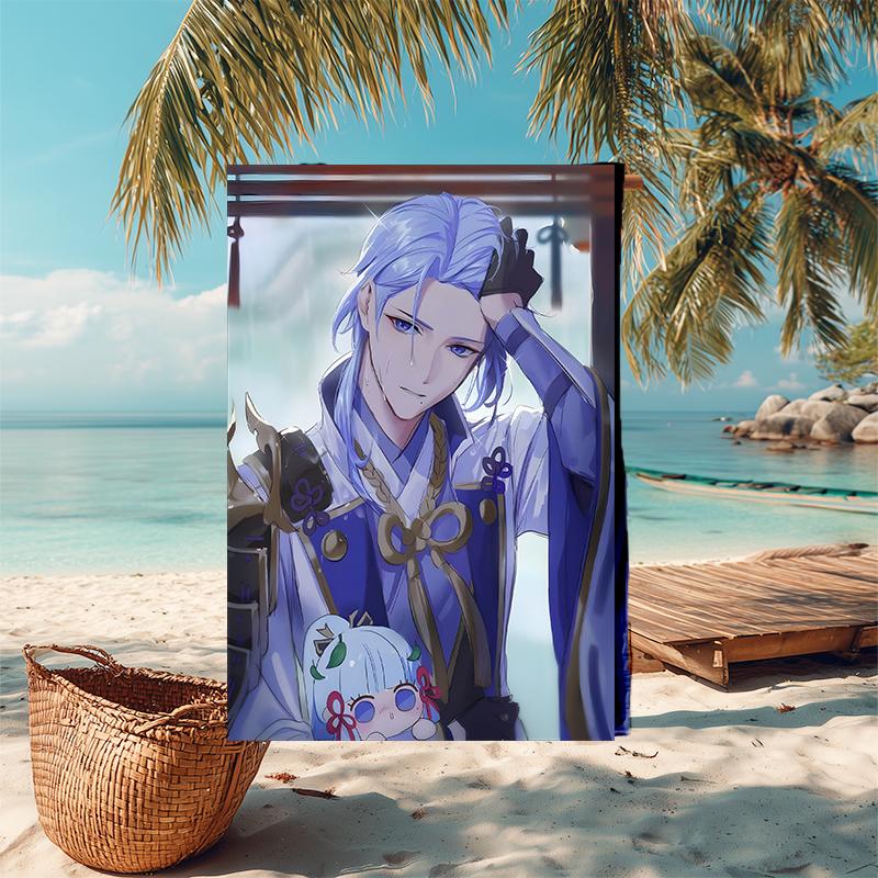 1pc Genshin Impact1 Beach Towel, Comfortable and Thick, and Swimming/Bath/Picnic/Camping Towel, Suitable for Seaside Beaches