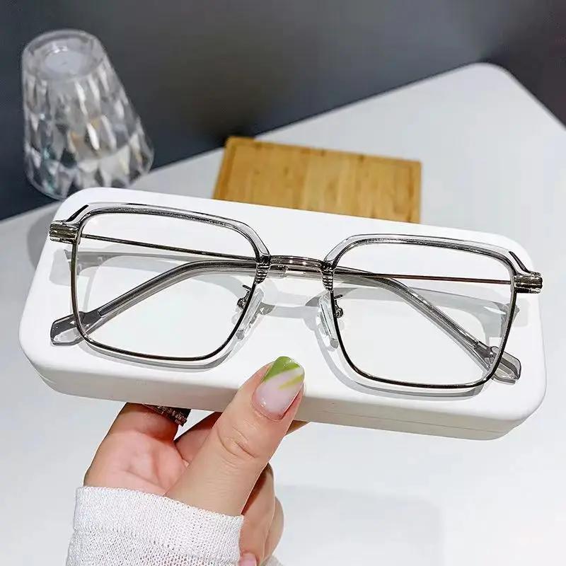 Stylish Half Frame Myopia Glasses Metal Trend Fashion Anti-Blue Light Near Sight Eyewear Women Short-Sighted Eyeglasses