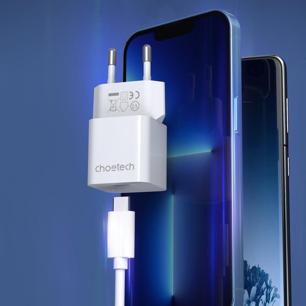 Белый настенный USB Type C зарядник 20 Вт