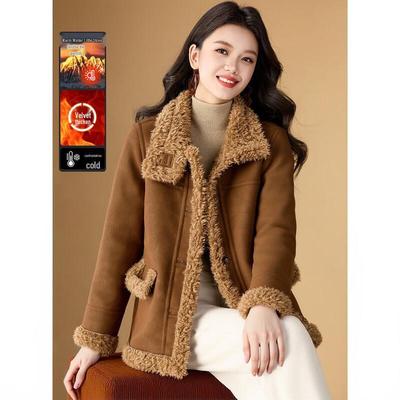 Женское двустороннее зимнее пальто из искусственного мутона