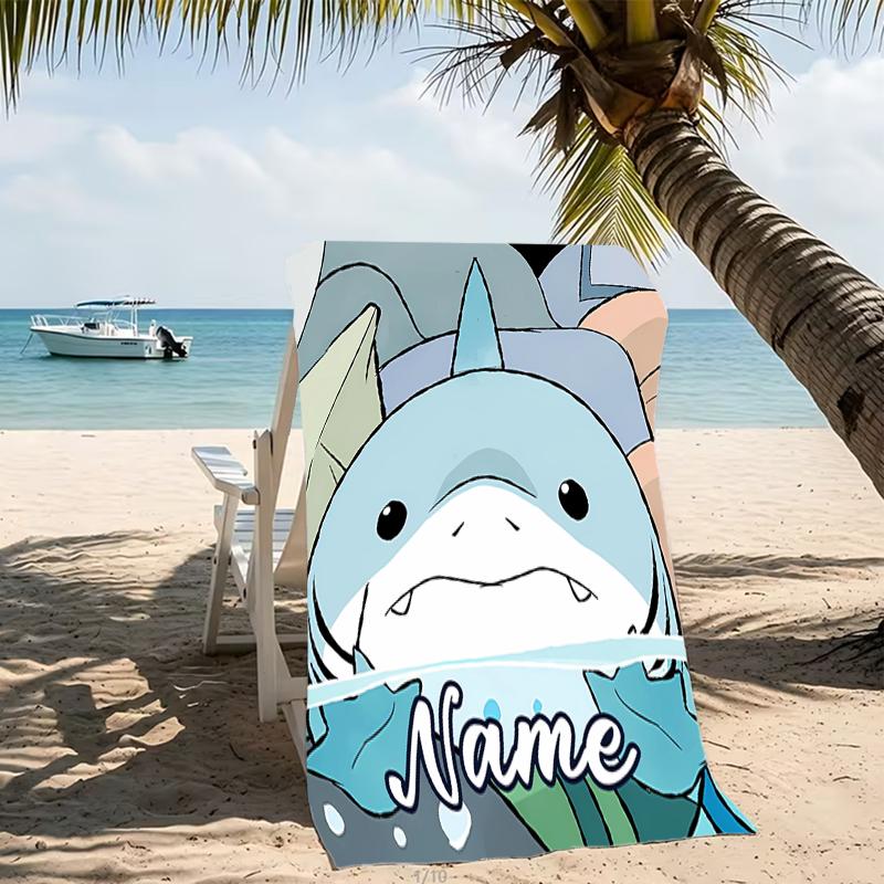 Customizable personalized beach towels Jeff the Land Shark themed designs.Suitable for the beach, yoga, sports;ideal as beach accessories