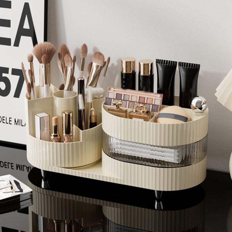 360° Rotating Cosmetic Storage Box Makeup Drawer Organizer Dresser Skincare Products Storage Box Sundries Sorting Container