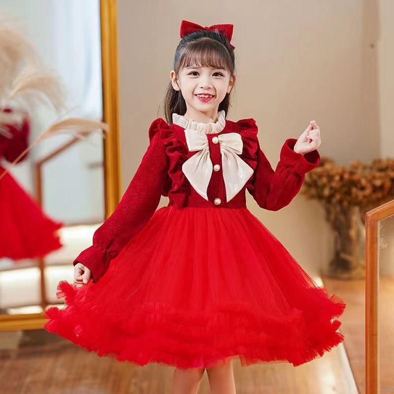Girls Long Sleeve Dress Princess Style Casual Kids
