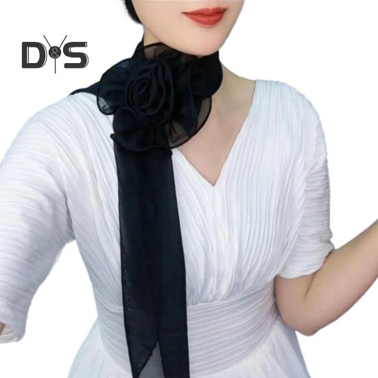 Шифоновый атласный длинный шарф с цветочным декором, дышащая универсальная пляжная шаль, защита от солнца, шифоновая шаль, повседневная одежда